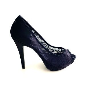 Aldo Black Lace Peep Toe Pumps